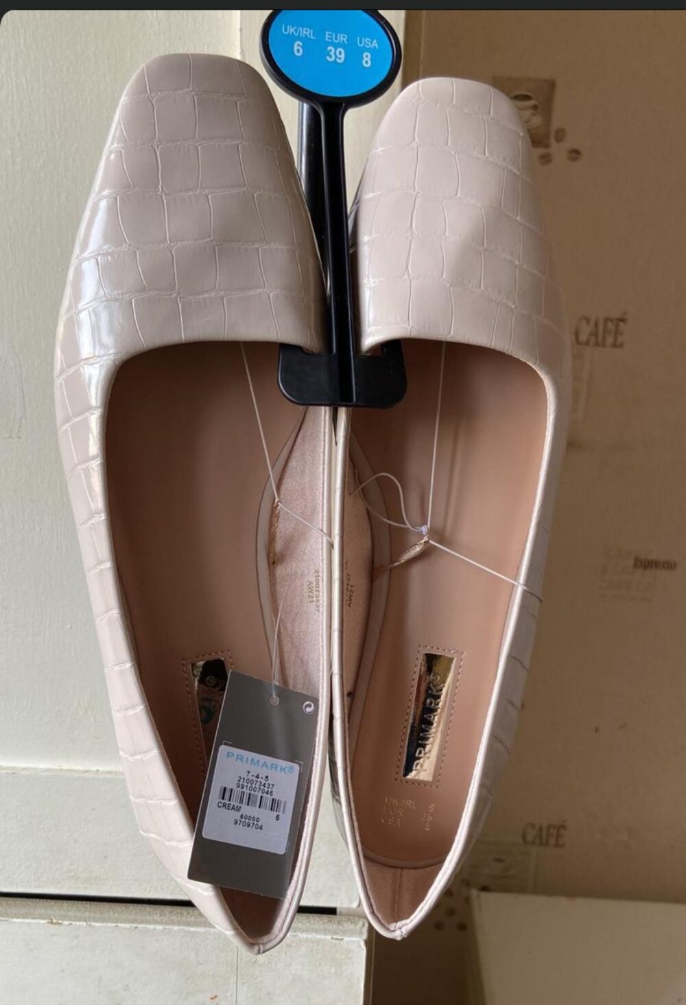 Primark Cream Croc-Embossed Flats