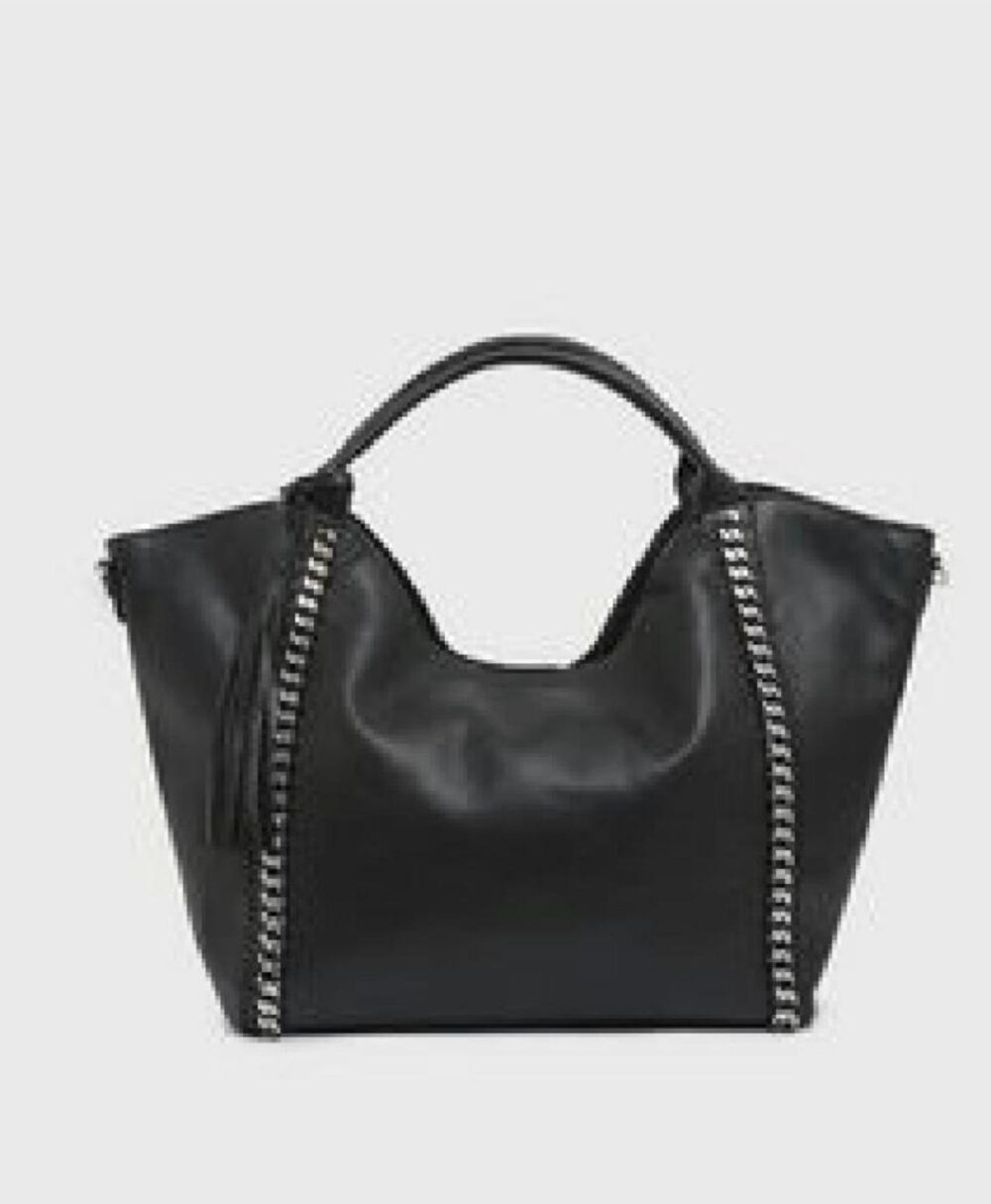 New Look Black Tote Bag with Chain Detail